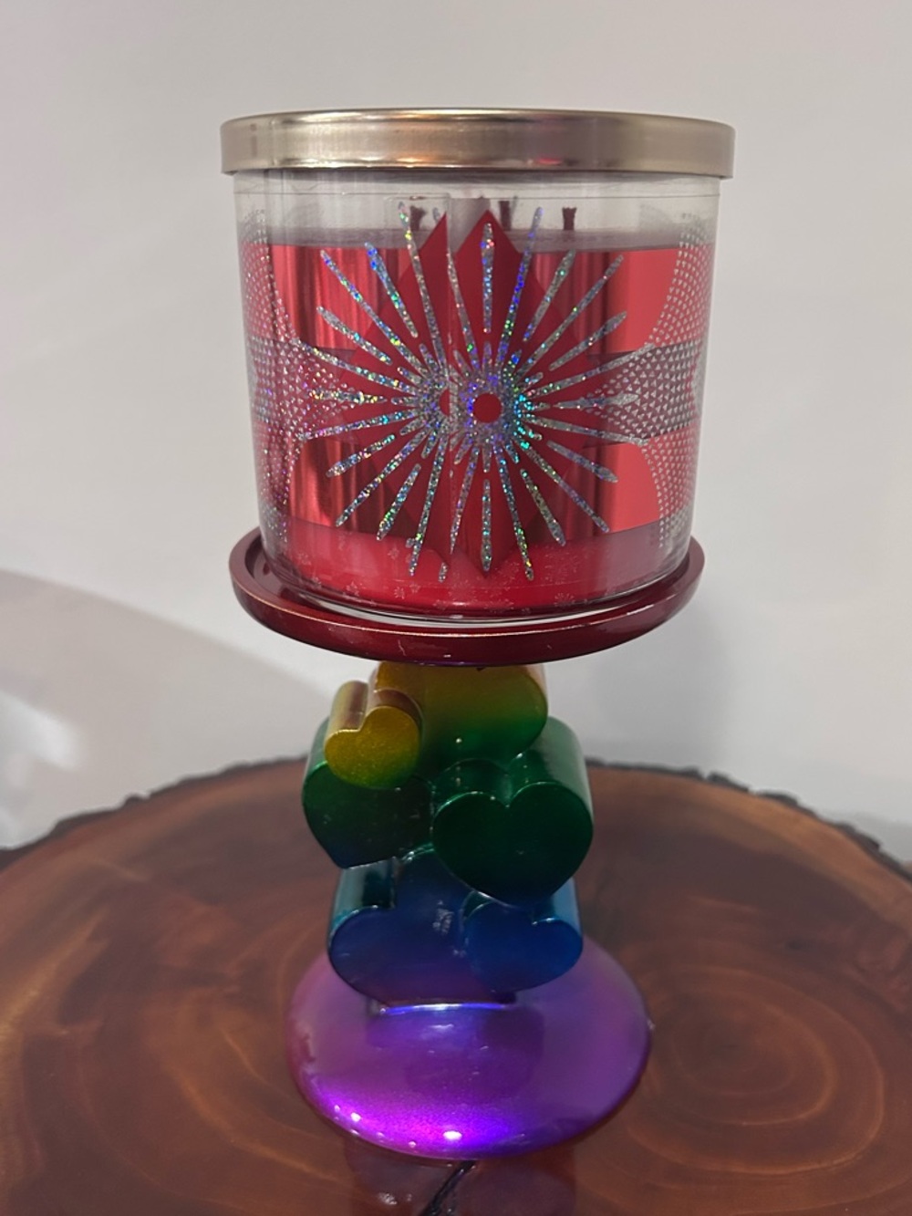 Bath & Body Works Metallic Rainbow π Heart Candle stand - Picture 13 of 13